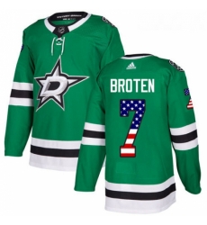 Youth Adidas Dallas Stars 7 Neal Broten Authentic Green USA Flag Fashion NHL Jersey 