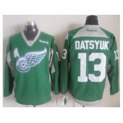 Detroit Red Wings #13 Pavel Datsyuk Green Practice Stitched NHL Jersey
