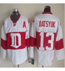 Detroit Red Wings #13 Pavel Datsyuk White Winter Classic CCM Throwback Stitched NHL jersey