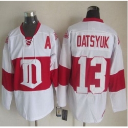 Detroit Red Wings #13 Pavel Datsyuk White Winter Classic CCM Throwback Stitched NHL jersey