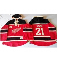 Detroit Red Wings 21 Tomas Tatar Red Sawyer Hooded Sweatshirt Stitched NHL Jersey