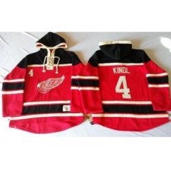 Detroit Red Wings 4 Jakub Kindl Red Sawyer Hooded Sweatshirt Stitched NHL Jersey