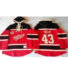Detroit Red Wings 43 Darren Helm Red Sawyer Hooded Sweatshirt Stitched NHL Jersey