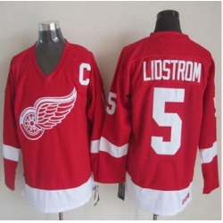 Detroit Red Wings #5 Nicklas Lidstrom Red CCM Throwback Stitched NHL Jersey