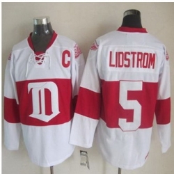 Detroit Red Wings #5 Nicklas Lidstrom White Winter Classic CCM Throwback Stitched NHL jersey