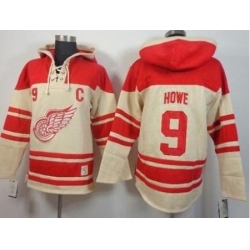 Detroit Red Wings #9 Gordie Howe Cream Stitched NHL Sawyer Hooded Sweatshirt