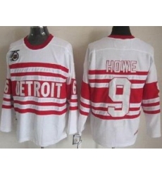 Detroit Red Wings 9# Howe White 75TH CCM NHL Jerseys