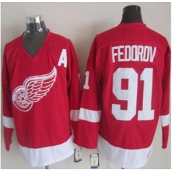 Detroit Red Wings #91 Sergei Fedorov Red CCM Throwback Stitched NHL Jersey