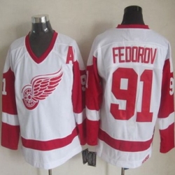 Detroit Red Wings #91 Sergei Fedorov White CCM Throwback Stitched NHL Jersey