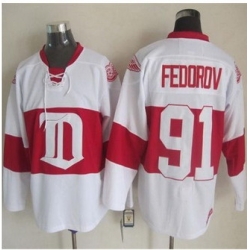 Detroit Red Wings #91 Sergei Fedorov White Winter Classic CCM Throwback Stitched NHL jersey