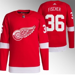 Men Detroit Red Wings 36 Christian Fischer Red Stitched Jersey