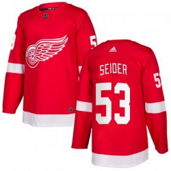 Men Detroit Red Wings 53 Moritz Seider Red Stitched jersey