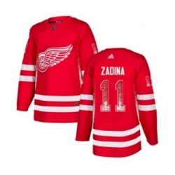 Mens Adidas Detroit Red Wings 11 Filip Zadina Authentic Red Drift Fashion NHL Jersey 