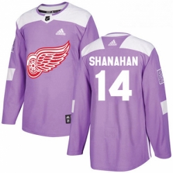 Mens Adidas Detroit Red Wings 14 Brendan Shanahan Authentic Purple Fights Cancer Practice NHL Jersey 
