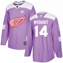 Mens Adidas Detroit Red Wings 14 Gustav Nyquist Authentic Purple Fights Cancer Practice NHL Jersey 