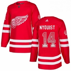 Mens Adidas Detroit Red Wings 14 Gustav Nyquist Authentic Red Drift Fashion NHL Jersey 