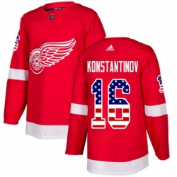 Mens Adidas Detroit Red Wings 16 Vladimir Konstantinov Authentic Red USA Flag Fashion NHL Jersey 