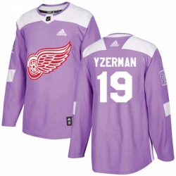 Mens Adidas Detroit Red Wings 19 Steve Yzerman Authentic Purple Fights Cancer Practice NHL Jersey 