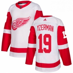 Mens Adidas Detroit Red Wings 19 Steve Yzerman Authentic White Away NHL Jersey 