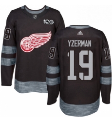 Mens Adidas Detroit Red Wings 19 Steve Yzerman Premier Black 1917 2017 100th Anniversary NHL Jersey 