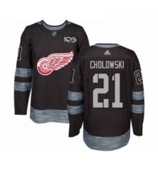 Mens Adidas Detroit Red Wings 21 Dennis Cholowski Authentic Black 1917 2017 100th Anniversary NHL Jersey 