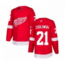 Mens Adidas Detroit Red Wings 21 Dennis Cholowski Authentic Red Home NHL Jersey 