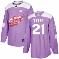 Mens Adidas Detroit Red Wings 21 Tomas Tatar Authentic Purple Fights Cancer Practice NHL Jersey 