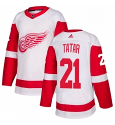 Mens Adidas Detroit Red Wings 21 Tomas Tatar Authentic White Away NHL Jersey 