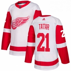 Mens Adidas Detroit Red Wings 21 Tomas Tatar Authentic White Away NHL Jersey 
