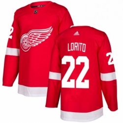 Mens Adidas Detroit Red Wings 22 Matthew Lorito Authentic Red Home NHL Jersey 