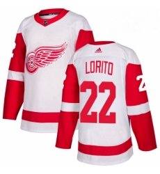 Mens Adidas Detroit Red Wings 22 Matthew Lorito Authentic White Away NHL Jersey 