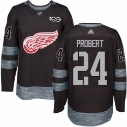Mens Adidas Detroit Red Wings 24 Bob Probert Authentic Black 1917 2017 100th Anniversary NHL Jersey 