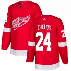 Mens Adidas Detroit Red Wings 24 Chris Chelios Authentic Red Home NHL Jersey 