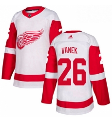 Mens Adidas Detroit Red Wings 26 Thomas Vanek Authentic White Away NHL Jersey 
