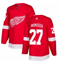 Mens Adidas Detroit Red Wings 27 Michael Rasmussen Authentic Red Home NHL Jersey 