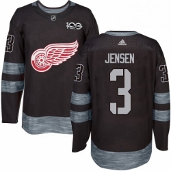 Mens Adidas Detroit Red Wings 3 Nick Jensen Authentic Black 1917 2017 100th Anniversary NHL Jersey 