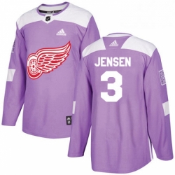 Mens Adidas Detroit Red Wings 3 Nick Jensen Authentic Purple Fights Cancer Practice NHL Jersey 