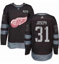 Mens Adidas Detroit Red Wings 31 Curtis Joseph Authentic Black 1917 2017 100th Anniversary NHL Jersey 