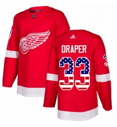Mens Adidas Detroit Red Wings 33 Kris Draper Authentic Red USA Flag Fashion NHL Jersey 