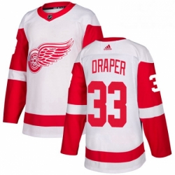 Mens Adidas Detroit Red Wings 33 Kris Draper Authentic White Away NHL Jersey 