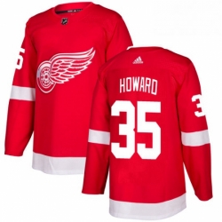 Mens Adidas Detroit Red Wings 35 Jimmy Howard Authentic Red Home NHL Jersey 