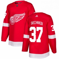 Mens Adidas Detroit Red Wings 37 Evgeny Svechnikov Authentic Red Home NHL Jersey 