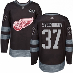 Mens Adidas Detroit Red Wings 37 Evgeny Svechnikov Premier Black 1917 2017 100th Anniversary NHL Jersey 