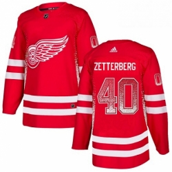 Mens Adidas Detroit Red Wings 40 Henrik Zetterberg Authentic Red Drift Fashion NHL Jersey 