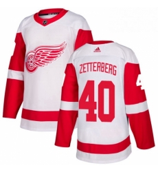 Mens Adidas Detroit Red Wings 40 Henrik Zetterberg Authentic White Away NHL Jersey 