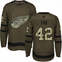 Mens Adidas Detroit Red Wings 42 Martin Frk Authentic Green Salute to Service NHL Jersey 