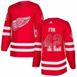 Mens Adidas Detroit Red Wings 42 Martin Frk Authentic Red Drift Fashion NHL Jersey 