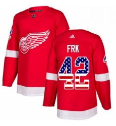 Mens Adidas Detroit Red Wings 42 Martin Frk Authentic Red USA Flag Fashion NHL Jersey 