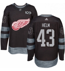 Mens Adidas Detroit Red Wings 43 Darren Helm Authentic Black 1917 2017 100th Anniversary NHL Jersey 