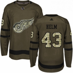 Mens Adidas Detroit Red Wings 43 Darren Helm Authentic Green Salute to Service NHL Jersey 